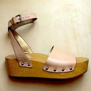 Sam Edelman Wood Platform Sandal with Ankle Strap